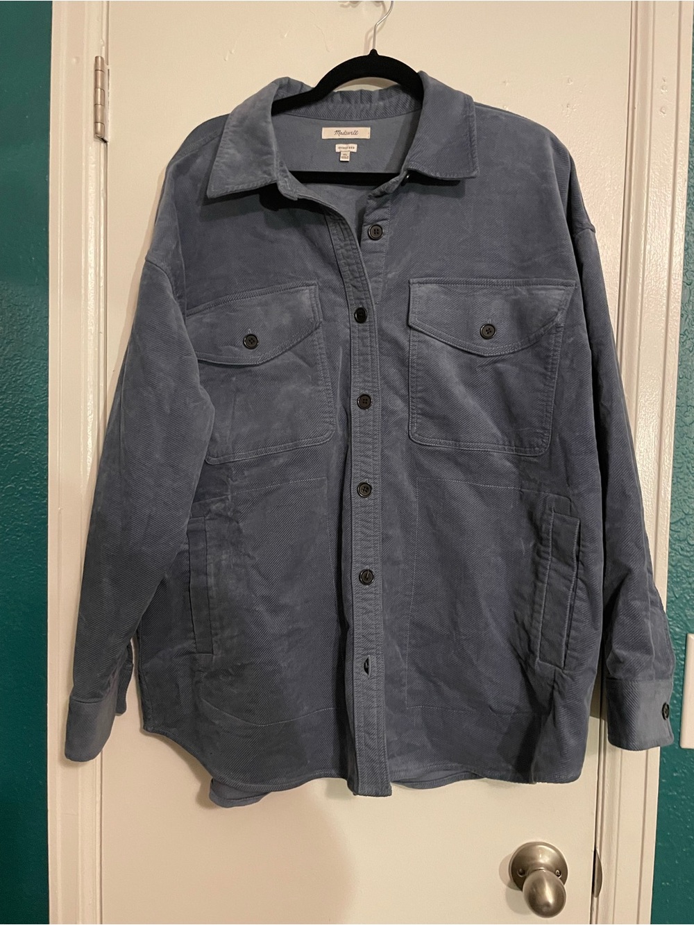Madewell Oversized Chore Coat Jacket in Slate Blue